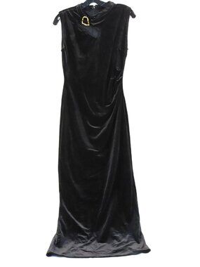 Queenia Velvet Gold Buckle Slit Fitted Gown Sexy Feminine Night Out Evening Prom